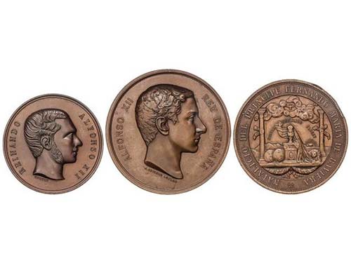 Lote 3 medallas. 1876, 1877 y  ... 