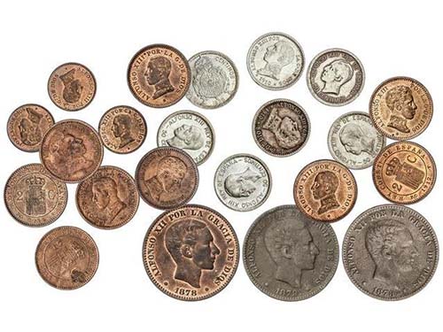 Lote 22 monedas 1 (3), 2 (9), 10 ... 