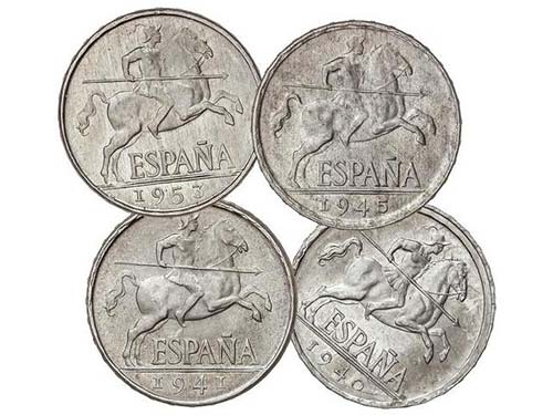 Serie 4 monedas 5 Céntimos. 1940, ... 