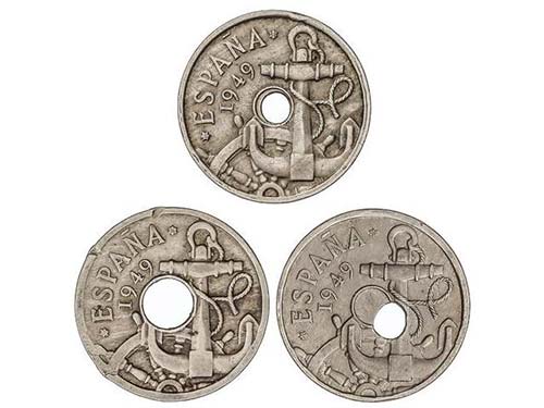 Lote 3 monedas 50 Céntimos. 1949. ... 