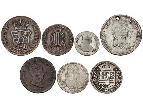 Lote 14 monedas 3 Cuartos a 4 ... 