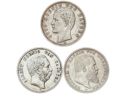 German States - Lote 6 monedas 5 ... 
