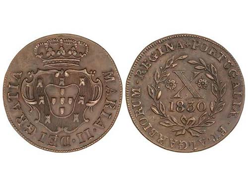 Azores - 10 Reis. 1830. MARIA II. ... 