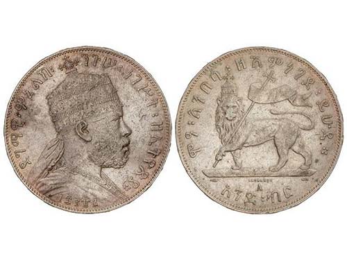 Ethiopia - Birr. 1887-A. MENELIK ... 