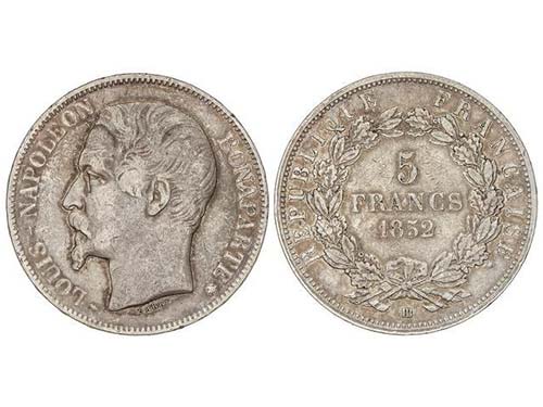 France - 5 Francos. 1852-BB. ... 