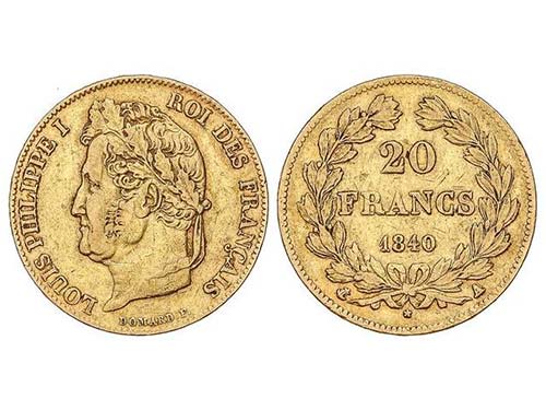 France - 20 Francos. 1840-A. LUIS ... 