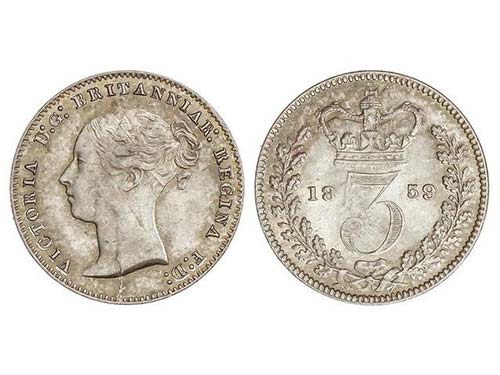 Great Britain - 3 Peniques. 1859. ... 