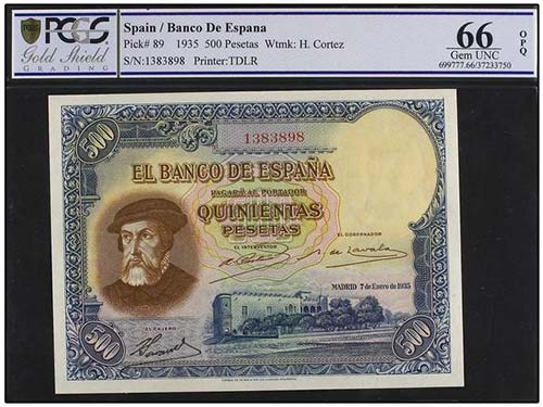 500 Pesetas. 7 Enero 1935. Hernán ... 