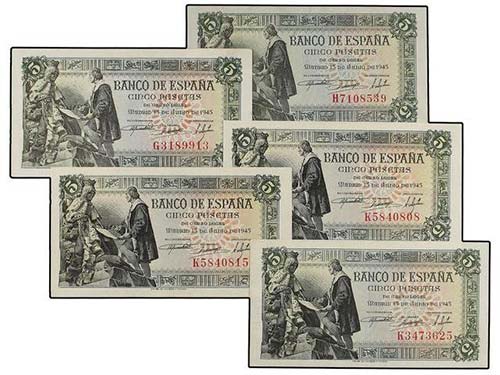 Estado Español - Lote 5 billetes ... 