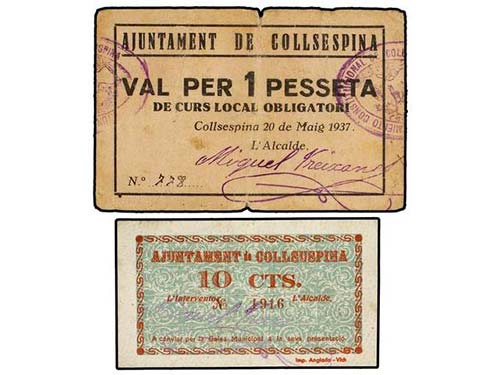 Catalonia - Lote 2 billetes 10 ... 