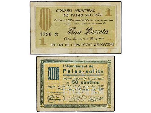 Catalonia - Lote 2 billetes 1 ... 