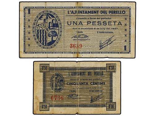 Catalonia - Lote 2 billetes 0,50 y ... 