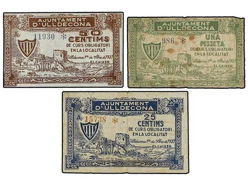 Catalonia - Lote 3 billetes 25, 50 ... 