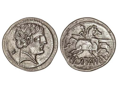 Denario. 150-20 a.C. ARECORATA ... 