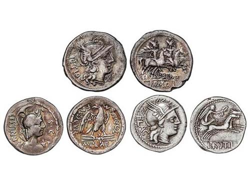 Lote 3 monedas Denario. PLAETORIA, ... 