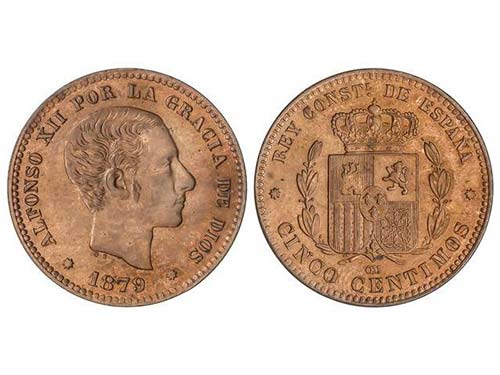 5 Céntimos. 1879. BARCELONA. O.M. ... 