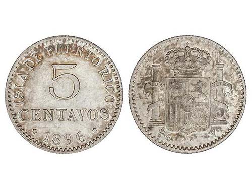 5 Centavos. 1896. PUERTO RICO. ... 