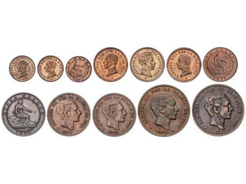 Lote 12 monedas 1 a 10 Céntimos. ... 