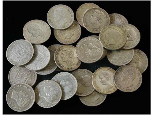 Lote 25 monedas 5 Pesetas. 1870 a ... 