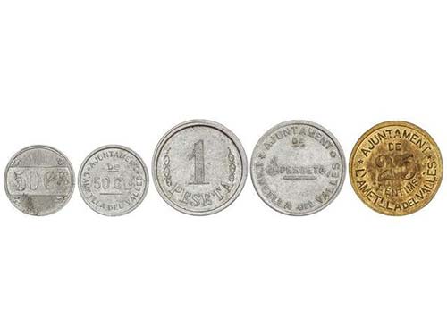 Serie 5 monedas 25, 50 Cèntims ... 