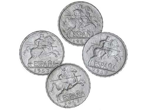 Lote 4 monedas 5 Céntimos. 1953. ... 