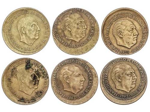 Lote 6 monedas 1 Peseta. 1953, ... 