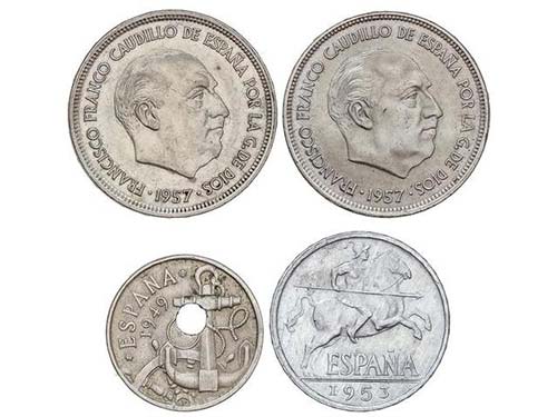 Lote 9 monedas 10 (4), 50 ... 