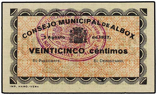 Andalucia - 25 Céntimos. Agosto ... 