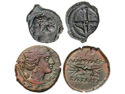 Lote 2 monedas AE 22 y Hemilitra. ... 