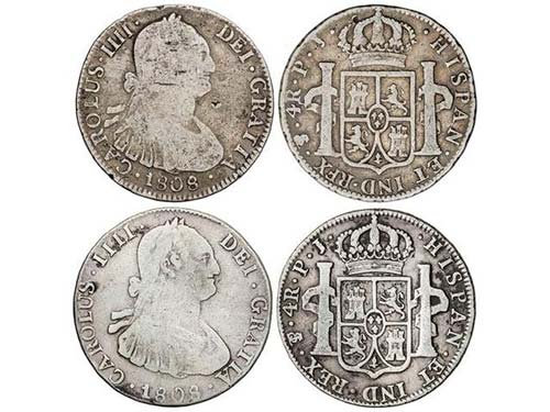 Charles IV - Lote 2 monedas 4 ... 