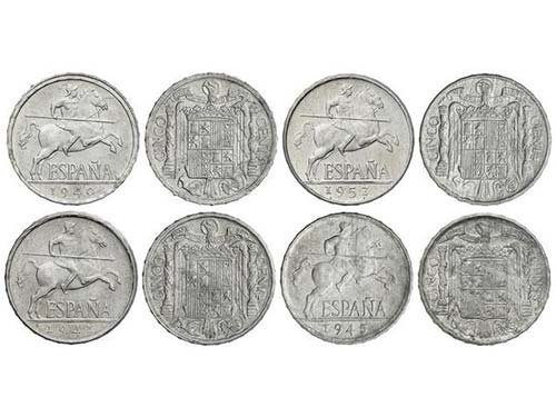 Serie 4 monedas 5 Céntimos. 1940, ... 