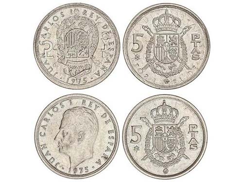 Juan Carlos I - Lote 2 monedas 5 ... 