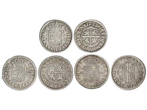 Lote 3 monedas 1 Real. 1733, 1739 ... 