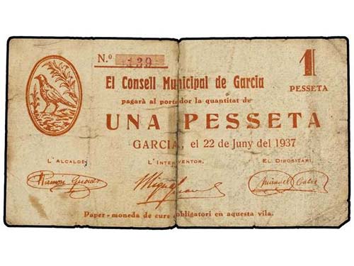 Catalonia - 1 Pesseta. Juny 1937. ... 