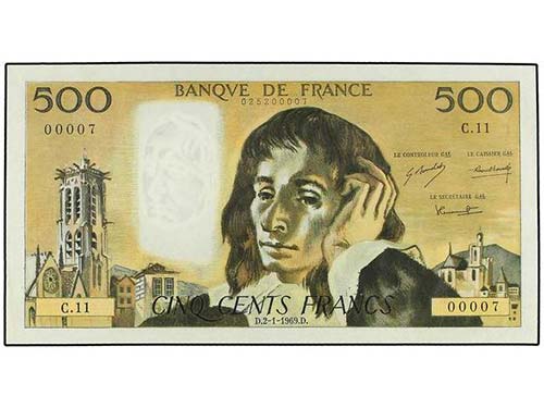 WORLD BANK NOTES - 500 Francos. 2 ... 