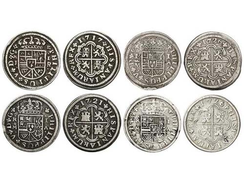 Philip V - Lote 4 monedas 1 Real. ... 
