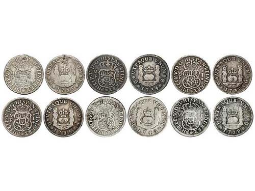 Philip V - Lote 6 monedas 1 Real. ... 