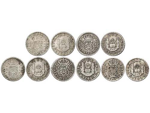 Philip V - Lote 5 monedas 1 Real. ... 