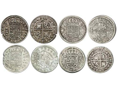 Philip V - Lote 4 monedas 2 ... 