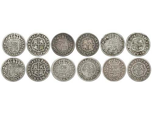 Ferdinand VI - Lote 6 monedas 1 ... 