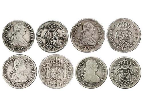 Charles IV - Lote 4 monedas 1/2 ... 