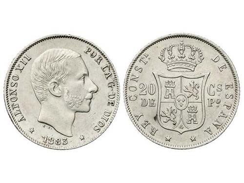 20 Centavos de Peso. 1883. MANILA. ... 