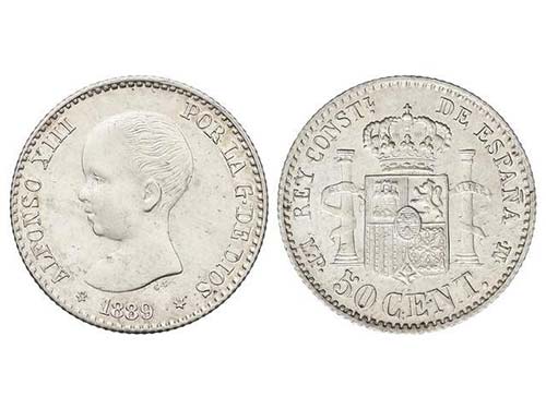 50 Céntimos. 1889 (*8-9). M.P.-M. ... 