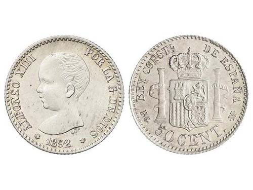 50 Céntimos. 1892 (*9-2). P.G.-M. ... 