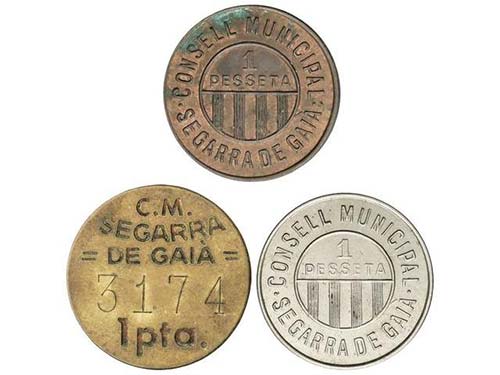 Serie 3 monedas 1 Pesseta. C.M. de ... 