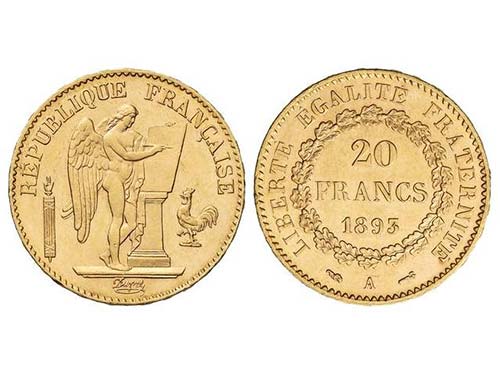 France - 20 Francos. 1893-A. III ... 