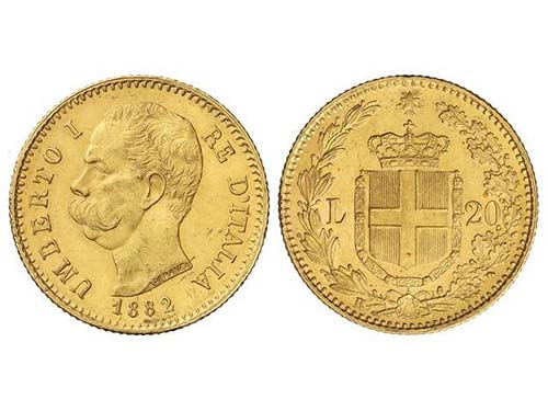 Italy - 20 Liras. 1882-R. HUMBERTO ... 