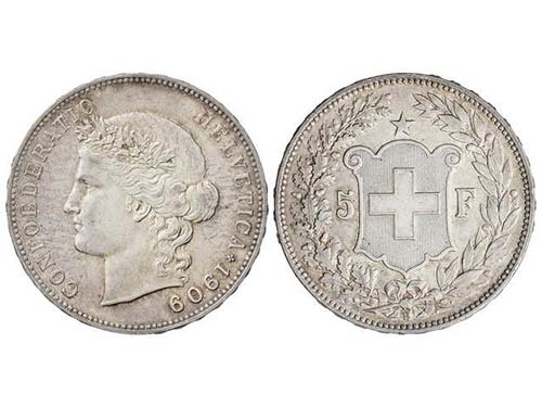 Switzerland - 5 Francos. 1909-B. ... 