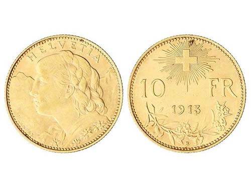 Switzerland - 10 Francos. 1913-B. ... 