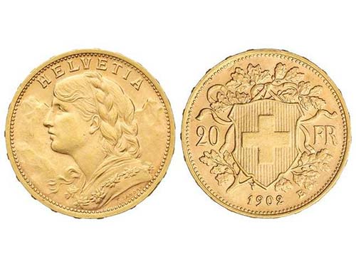 Switzerland - 20 Francos. 1902-B. ... 